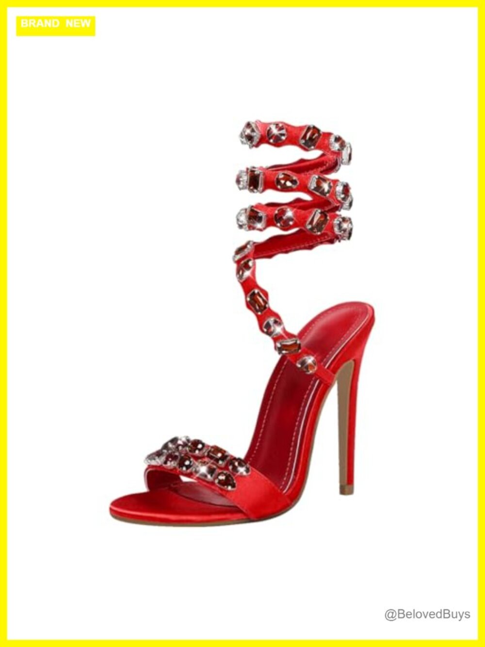 Rhinestone Studded Ankle Wrap Stiletto Heeled Sandals